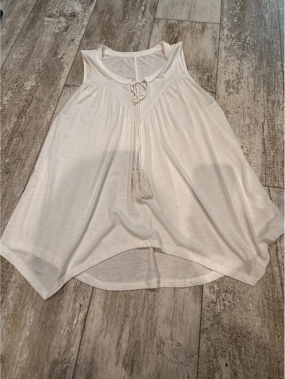 Women S White Tassel Tunic Top Boho Handkerchief Hem